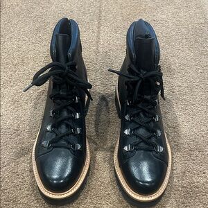 Marc Fisher Black Leather Lace-Up Boots New!